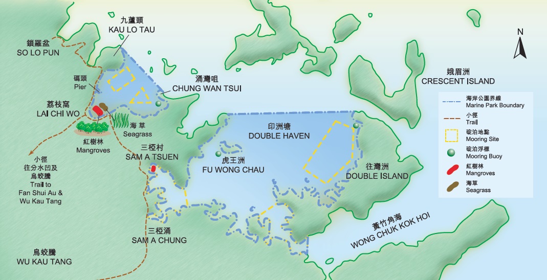 Map of Yan Chau Tong Marine Park
