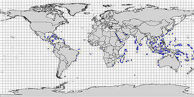 Distribution of Coral Reefs throughout the World