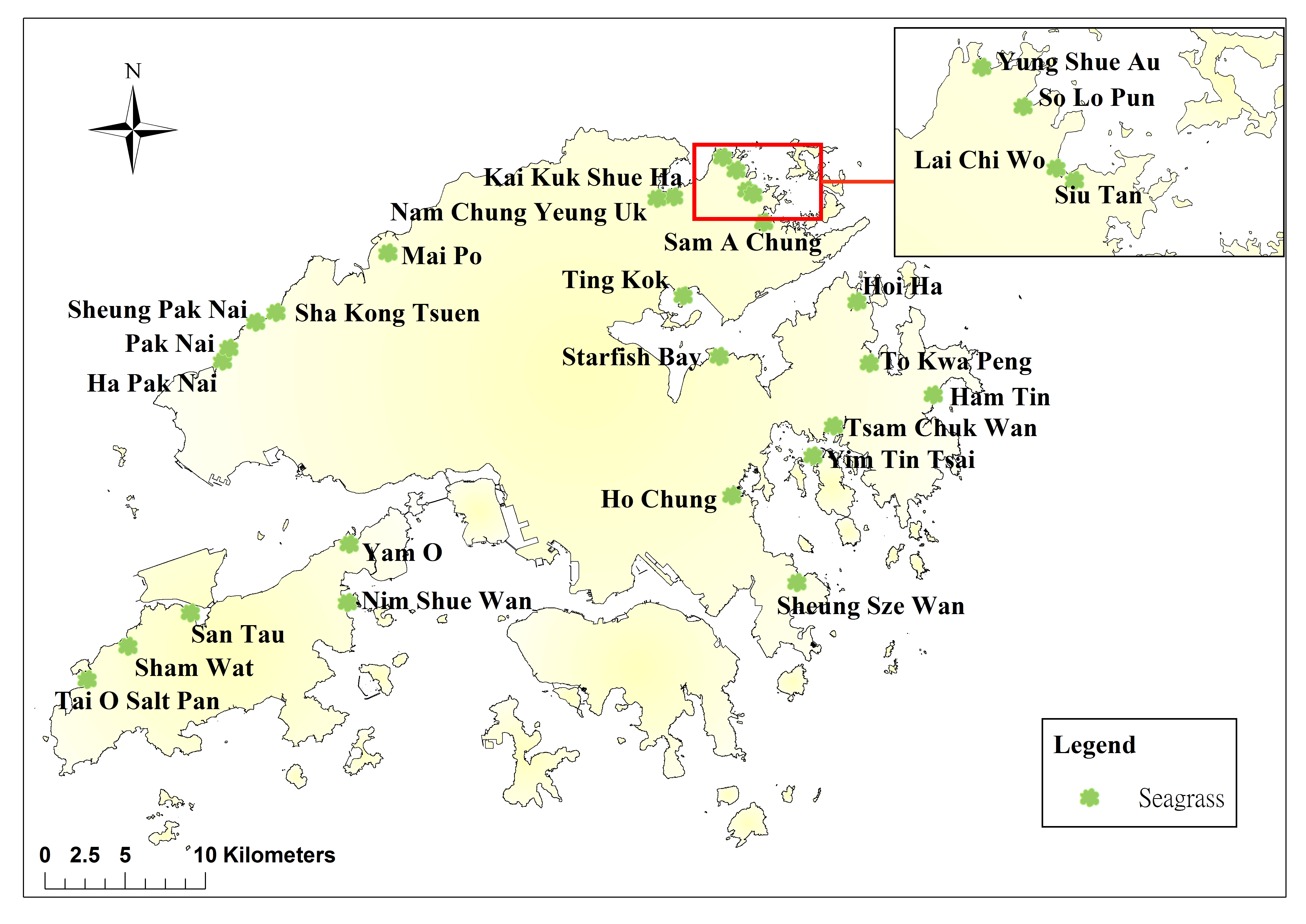 Distribution of Seagrass in Hong Kong [data collected from 2002 to 2018]
