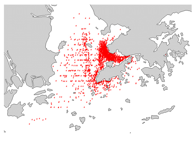  白 海 豚 在 珠 江 口 的 分 佈 