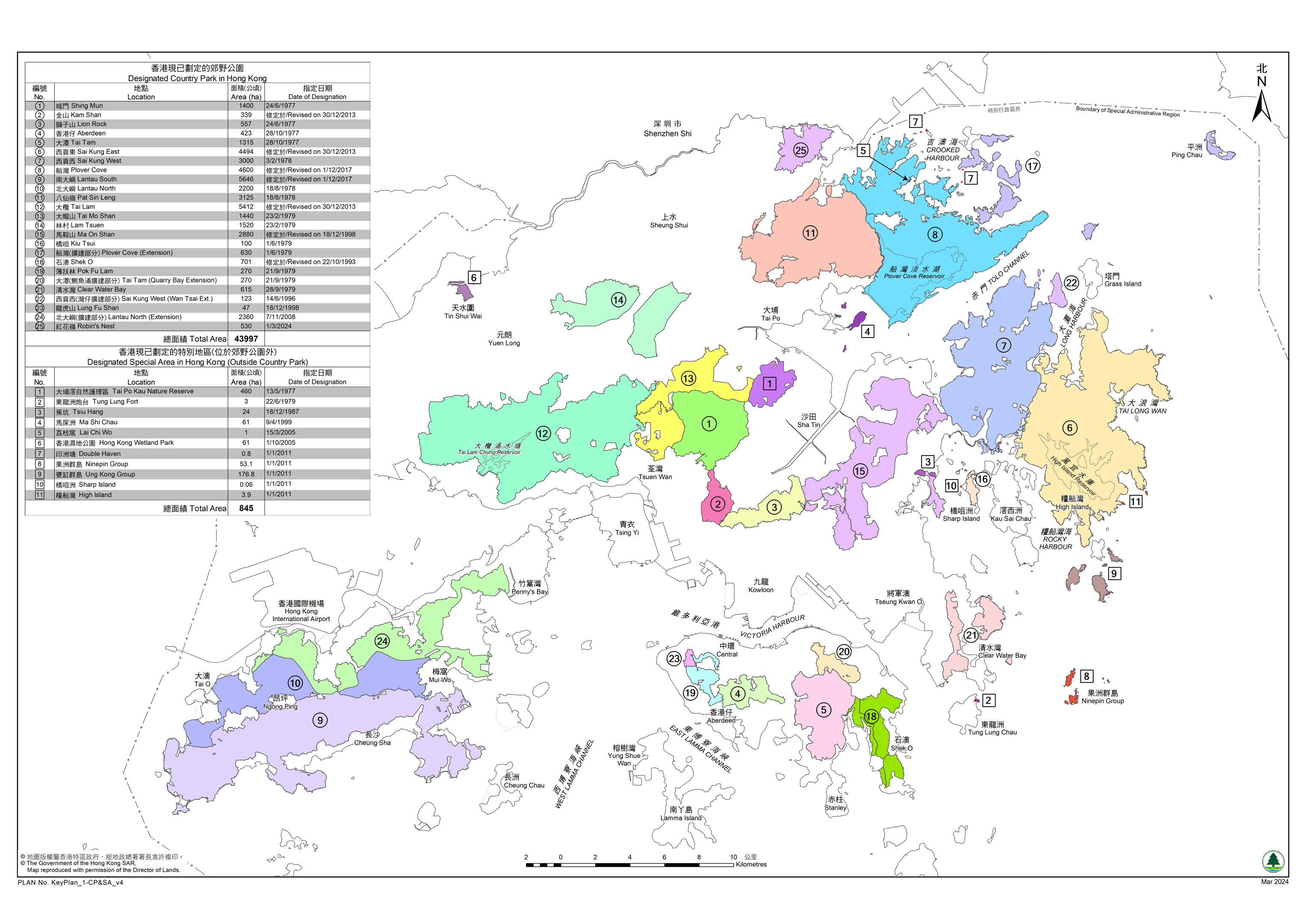 Country Parks and Special Areas Distribution Map