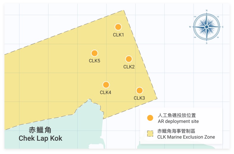 赤鱲角人工魚礁位置圖