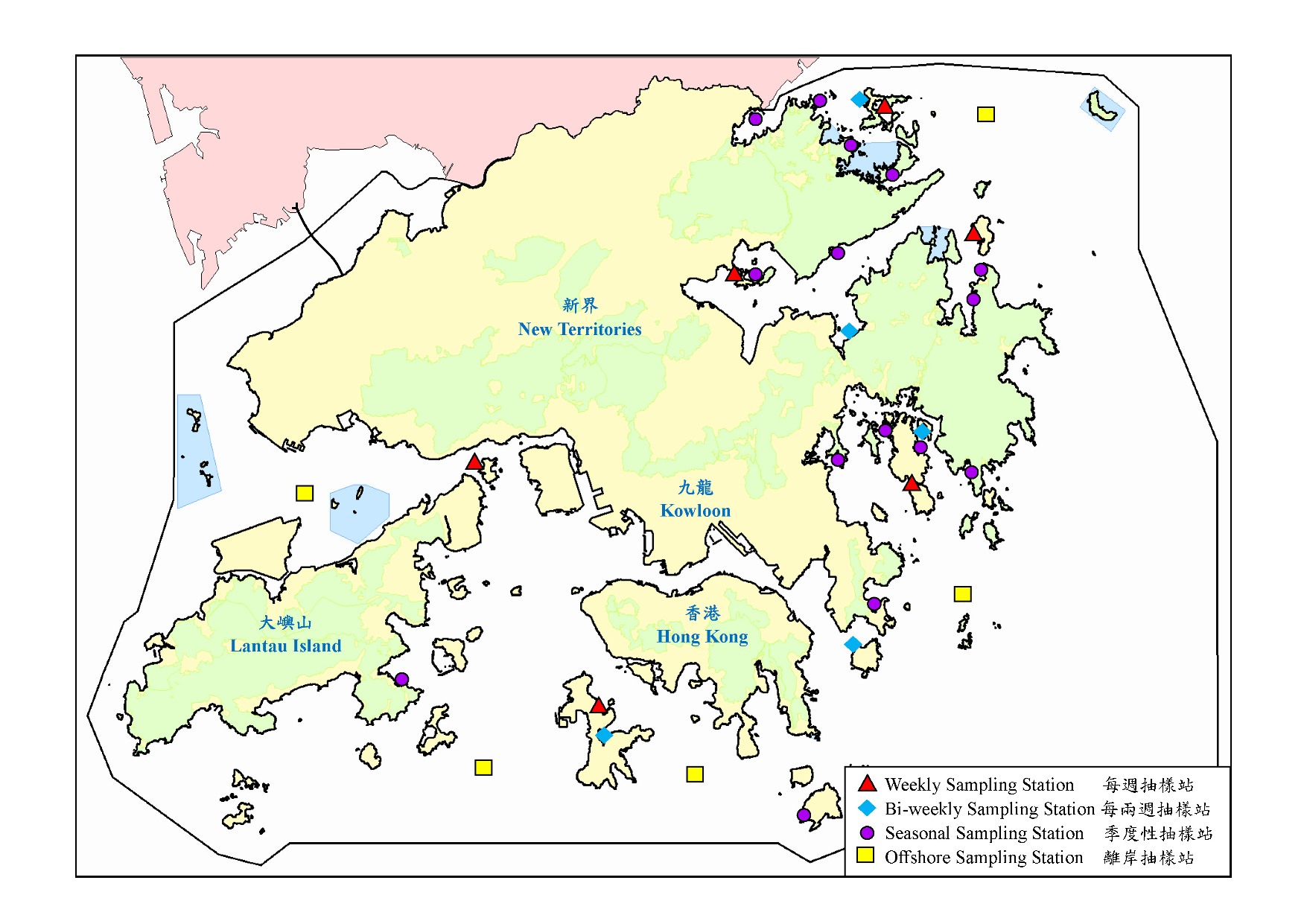 地图显示浮游植物采样点